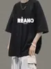 Camiseta Masculina Casual de Verão Estilo de Rua Retro Americana Solta com Estampa de Meia Manga Versátil Simples Legal