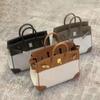 Bolso de Lona Platinum de Outlet de Fábrica Bolso Cruzado para Mujer Bolso de Contraste con Costuras Bolso de Cuero de Gran Capacidad para Mano/Hombro Bolso Kelly