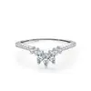 Anillo Nuevo Súper Brillante en Forma de V de Gota de Agua de Plata de Ley S925 Transfronterizo Europeo y Americano para Mujer, Anillo Versátil Apilable para Dedo Índice Estilo Ins de Lujo Ligero