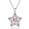 Colar Cruzado Europeu e Americano de Prata S925 Moda Amazon Estrela de Cinco Pontas para Mulheres com Corrente para Clavícula Cravejada com Diamantes de Doze Pedras de Nascimento