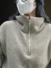 Invierno Nuevo Estilo Coreano Silueta Holgada Suéter Cuello Tortuga con Cremallera Suelto Cálido Cómodo Casual Top para Mujer