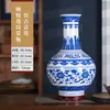 Vaso de Porcelana Azul e Branco Antigo Jingdezhen Cerâmica Chinesa Retro Vasos Ornamentos Hall de Exposição Entrada da Sala de Chá Vaso Decorativo
