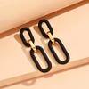 Pendientes de cadena acrílica de contraste negro mate dorado de nuevo estilo europeo y americano, pendientes de personalidad con temperamento, joyería