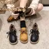 Mocasines de Estilo Británico con Suela Blanda y Forro de Lana para Mujer 2025 Nuevos Zapatos Pequeños de Cuero Otoño e Invierno Zapatos Peludos Zapatos de Algodón Cálidos con Cordones