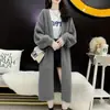 Suéter cárdigan de color sólido elegante para mujer para Otoño/Invierno 2025, de longitud media, abrigo de punto casual de corte holgado