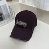 Boné de Beisebol Bordado com Letras Lavadas Estilo Americano para Homens, Chapéu Versátil Macio Tendência Street Style, Boné Bico de Pato Fashionável para Afinar o Rosto