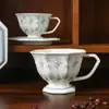 Taza de Café y Platillo Estilo Francés con Nicho de Lirio del Valle Retro, Taza para Latte, Plato de Postre, Plato de Ensalada