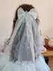 Presilha de Cabelo Infantil para Meninas, Laço de Coroa, Presilha com Borda de Véu, Acessório de Cabelo de Princesa Bordado Estilo Coreano