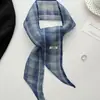 Pañuelo Pequeño de Lino a Cuadros Estilo Retro para Mujer Nueva Colección Primavera Verano 2026 Versátil Decorativo Pañuelo Pequeño Cinta Serpentina Multifuncional