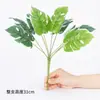 Plantas verdes artificiales, palma areca, hoja de monstera, plantas verdes de plástico, césped decorativo pequeño, ramo individual de flores artificiales, plantas en maceta, paisajismo de pared de plantas decorativas