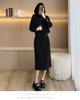 Traje de vestido largo estilo Chanel de mujer, otoño e invierno, nuevo, de tweed francés, cuello redondo, botonadura sencilla, top corto