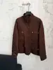 Chaqueta de Trabajo GAGD de Gamuza Vintage en Tonos Marrones, Holgada, con Cuello Alto y Cordón, Abrigo de Cuero de Doble Uso