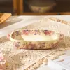 Juego de Vajilla de Cerámica con Forma de Flor, Juego de Platos, Plato de Mesa para el Hogar, Palillos, Cuchara, Plato Hondo, Juego de Vajilla de Cerámica Esmaltada