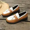 Mocasines de comercio exterior, nueva colección otoño 2026, de suela gruesa, estilo británico, con borlas, de bloques de color, modernos, versátiles, sin cordones, zapatos pequeños de piel