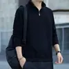 Sudadera con forro polar para hombre para otoño e invierno, corte holgado, media cremallera, cuello alto, estilo casual americano de moda 2026, top versátil y sencillo