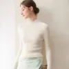 Suéter Feminino de Cashmere 100% Puro Sem Costura Gola Alta Meia Cor Sólida Slim Fit Malha Que Valoriza Peça Básica Pulôver
