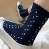 Calcetines de Tres Dimensiones Texturizados hasta la Mitad de la Pantorrilla ~ Estilo Coreano Ins Color Sólido Sin Costuras Versátiles Antibacterianos Calcetines hasta la Mitad de la Pantorrilla para Niñas Calcetines Estilo Japonés