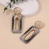 Venda Quente Transfronteiriça Brilhantes Coloridos Cheios de Diamante Cristal de Vidro Vazado Geométricos Retangulares Brincos Vintage Classe Média Elegantes Brincos Brincos Femininos