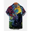 Moda Masculina Transfronteriza Tendencia Verano Camisa de Manga Corta Estilo Hawaiano Camisa Cardigan Casual Holgada Impresa en 3D