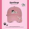 Chapéu Fofo com Laço Etiqueta Feminina Boné de Baseball de Cachorrinho Cabeça Grande Aba Larga Rosto Pequeno Doce Chapéu