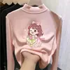 Nova camada de base térmica da moda e tendência outono/inverno para crianças, gola alta meia-manga para meninas, top quente e casual para crianças mais velhas