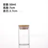 Fabricante Original Tapa de Bambú de 37 mm Boca Recta Vidrio de Borosilicato Alto Botella de Vidrio Pequeña Botella de Mensaje en una Botella Mini Botella de Almacenamiento de Frijoles Dorados