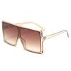 Óculos de Sol Fashion Peça Única Armação Grande Feminino Rosto Grande Anti-UV Litoral Exterior Protetor Solar Quadrado Transfronteiriço