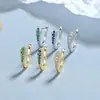 Brincos de Strass Femininos Prata Esterlina 925 Estilo Simples Ins Cor Versátil Zircônia Strass Argola de Orelha Moda Joia de Orelha Elegante
