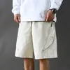 Shorts Cargo Casuales de Verano Estilo Americano Frescos de Alta Resistencia con Bolsillos Grandes para Hombre, Pantalones de Cinco Puntos Holgados con Cordón, Pantalones de Longitud Media Modernos