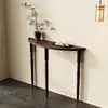 Mesa de Entrada de Madera Maciza de Lujo Ligero Estilo Italiano, Mesa de Exhibición Elegante Semicircular Negra para Pasillo, Madera de Pino Ecológica Grado E1