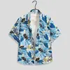 Camisa Floral Retro de Manga Corta Estilo Hawaiano Chaqueta Elegante Yuppie para Hombre Antigua Camisa de Manga Corta Estampada de Verano para Playa