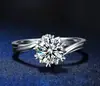 Anillo de pareja para mujer de influencer TikTok, superventas transfronterizo en transmisión en vivo, anillo de mujer de lujo ligero con seis garras de moissanita para comercio exterior