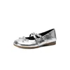Sapatilhas de balé, sapatos Mary Jane de bico redondo, salto plataforma de 2 cm, sapatos pequenos de couro, elegante e versátil