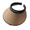 Sombrero de Sol Calado para Mujer de Verano de Paja de Vinilo Anti-UV Sombrero de Sol Profesional de Ala Ancha Sombrero de Sol Cubre Rostro