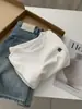 Camiseta de Manga Corta de Algodón Tencel Minimalista Bordada con Letras Estilo Coreano para Mujer, Verano Elástica Versátil Ajustada Adelgazante Versión Pequeña Camiseta