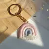 Estilo Nórdico Ins Colgante Arcoíris Hecho a Mano Tejido de Algodón Llavero Borla Bolso Colgante para Coche Estilo Étnico para Mujer