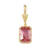 Joyería de Cobre Puro R48, Circonita de Colores, Tridimensional, Redondo, Cuadrado, Lágrima, Colgante Sencillo, Pequeño Adorno Colgante