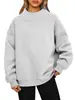 Sudadera de color liso con cuello medio para mujer, estilo europeo y americano, corte holgado con hombros caídos, jersey casual de manga larga para otoño e invierno