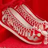 [Borla Blanca Fengxiang] Zapatos de Boda Xiuhe Originales Chinos, Zapatos de Boda para Novia Estilo Antiguo Dinastía Han, Zapatos Bordados
