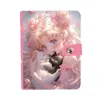 Álbum de Cartões A5 Menina Bonita Rosa Laser Desenho Animado Anime Fivela Magnética Caderno de Folhas Soltas Álbum de Coleção de Couro PU de Alto Valor