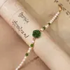 Pulseira de flor de jade e pérolas, novos acessórios banhados a ouro estilo chinês, pulseira de contas para mulheres, fresca e versátil, atacado