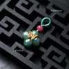 Pingente de Vidro Estilo Chinês Imitação de Jade Borboleta Vagem de Lótus Pequeno Charme Acessório DIY Feito à Mão Pulseira Broche Hanfu Qipao