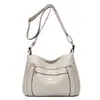 Bolsa de Piel Suave con Textura para Mujer de Mediana Edad Primavera y Verano 2021 Bolso Cruzado de Moda para Mujer Bolso de Hombro de Piel Suave Gran Capacidad