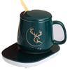 Taza de Recuerdo, Taza de Temperatura Constante, Taza de Cerámica, Taza de Café de 55 Grados, Vaso de Agua para Pareja con Tapa y Cuchara, Regalo de Empresa