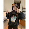 Moletons com Capuz de Alta Qualidade, Estilo Cartoon de Gato, Manga Longa, Não Colidem, Tendência Outono, Estilo Americano, Chic Preguiçoso, para Mulheres