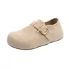 Zapatos Birkenstock de Cuero Genuino Suela Gruesa Aumentan la Altura Interior para Mujer 2026 Otoño Invierno Nuevo Estilo Mocasines Cálidos con Forro de Terciopelo Zapatos Birkenstock Mocasines