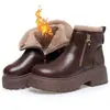Botas de nieve de plataforma retro de tamaño pequeño para mujer, nueva colección de invierno 2026, zapatos de algodón con forro polar y engrosados, antideslizantes, botines cortos mullidos