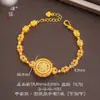 Pulsera Puzuo Color Fuerte Duradero Oro Arena Incrustaciones de Diamante Esmalte Flor de Loto Brújula con Ocho Tesoros, Pulsera Rotatoria Ultra Brillante Estilo Chino