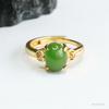 Anel de Jade Hetian Natural Guan Yu Anel de Jadeíta Verde Espinafre Feminino Fábrica Atacado Dropshipping S4011302