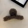 Grampo de Cabelo de Pelúcia Cacheado Doce Outono e Inverno Presilha de Tubarão com Laço Simples Feminina Grampo de Cabelo Elegante da Moda